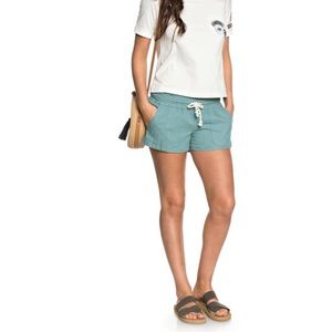 Roxy Blue Linen Oceanside Shorts